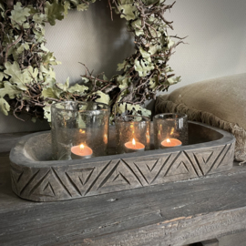 Langwerpige houten schaal 'Carved'