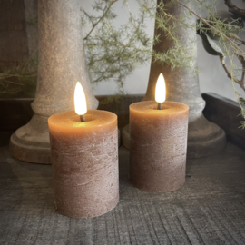 Set van 2 LED wax stompkaarsen Choco ( H 9,5 cm)