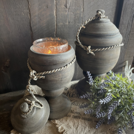 Houten bokaal met deksel (M) (H 22,5 cm)