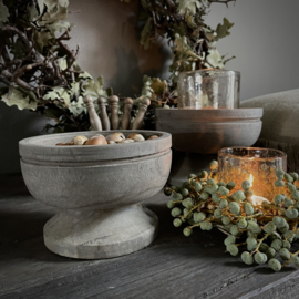 Houten bowl/ schaal op voet S ( Dia 14,5 cm)