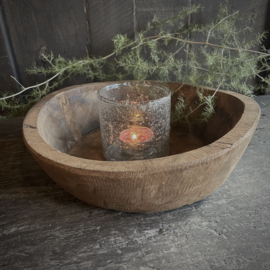 Oud houten schaaltje 8 ( Dia 23,5 cm)