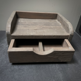 Houten console met 2-vaks lade  (Br 31,5 cm)