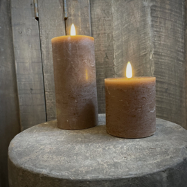 LED wax stompkaars choco bruin L ( H 15 cm)