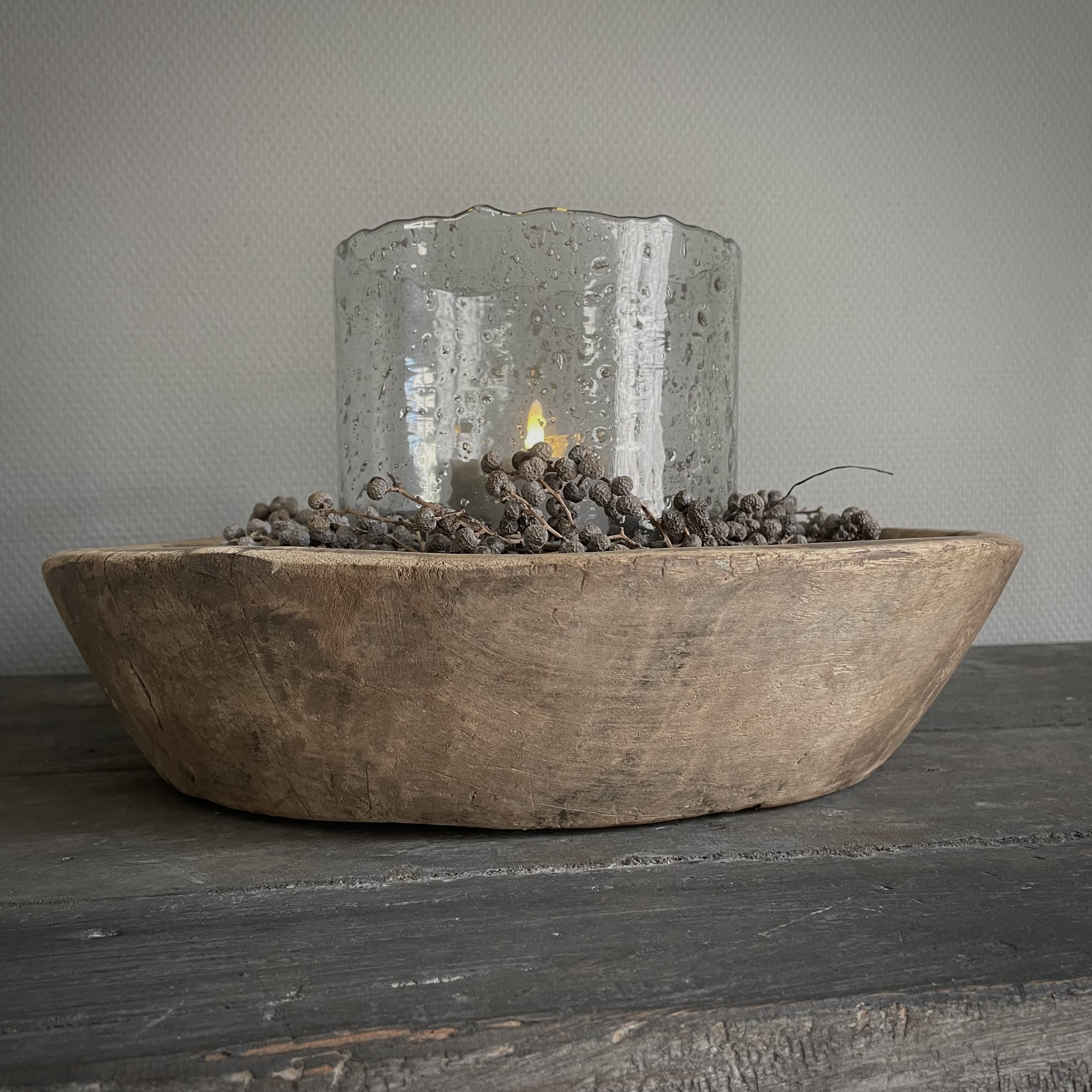 Oude houten schaal Nr 117  (Ø 40,5 cm)
