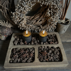 Houten 3-vaks tray (L 30 cm)