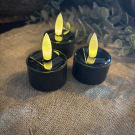 Set van 3 SOLAR  waxinekaarsjes zwart