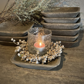 Houten vierkant schaaltje. (15 x 15 cm.)