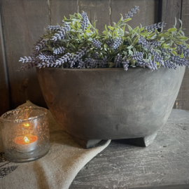 Massief houten trog/ bowl op voet. ( Dia 30 cm.)