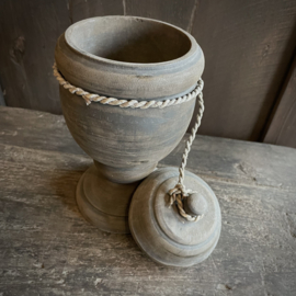 Houten bokaal met deksel (L) (H 25 cm)