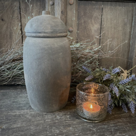 Houten pot met deksel (H 24,5cm.)