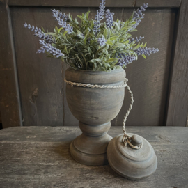 Houten bokaal met deksel (L) (H 25 cm)