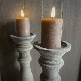 Set van 2 LED wax stompkaarsen Choco ( H 9,5 cm)