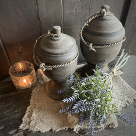 Houten bokaal met deksel (M) (H 22,5 cm)