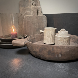 Oud houten schaal ( L 45 cm)