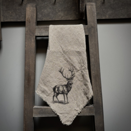 Shabby linnen Rendier 'zwart' (45x45 cm)