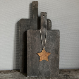 Metalen ster roest aan jute  (8 cm)