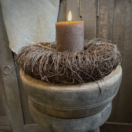 LED wax stompkaars choco bruin L ( H 15 cm)