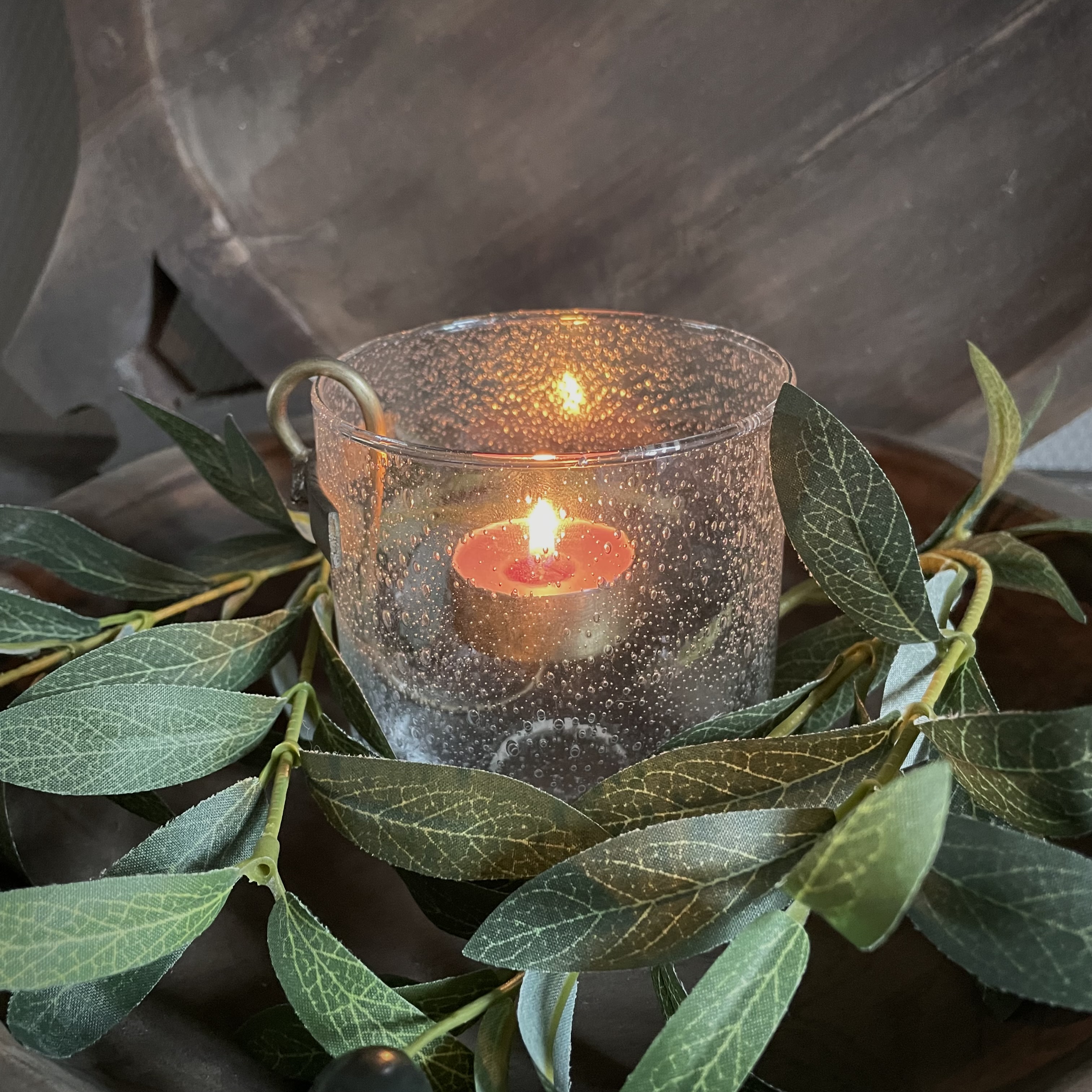 Set bubbel windlicht met glashaak (H 10,5 cm)