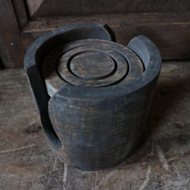 Set van 6 houten onderzetters (Ø 10 cm)