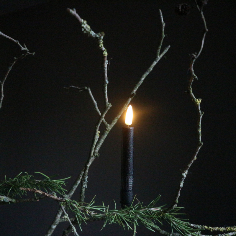 Kerstboomkaarsje met klem 'zwart' (H 14,5 cm)