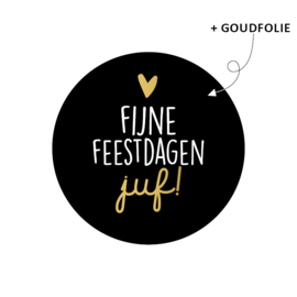 5x Sticker | Fijne feestdagen Juf! | GOLD