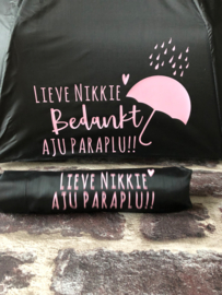 Paraplu met eigen tekst (1 zijde + hoesje)