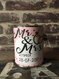 Blik Huwelijk Mr. & Mrs. met naam en datum