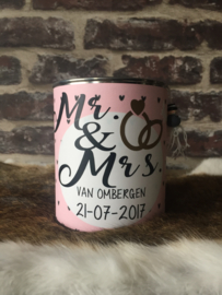 Blik Huwelijk Mr. & Mrs. met naam en datum