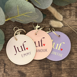 SLEUTELHANGER JUF MET NAAM | 3 KLEURTJES