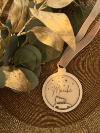 DUBBELE KERSTBAL MET NAAM | HOUT