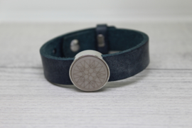 Cuoio armband Blauw/grijs