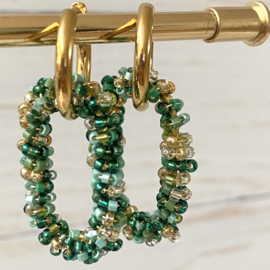Creolen met glaskralen Groen