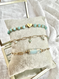 Schakelarmband met natuursteentjes