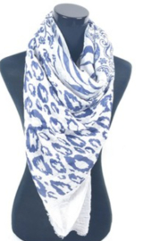 Grijze sjaal met blauw design