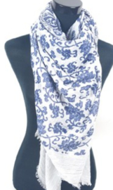 Grijze sjaal met blauw design