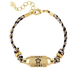 Rope armband Lucky zwart-wit