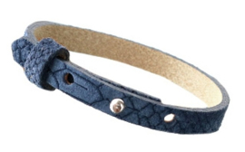 Cuoio armband leer Reptile 8 mm Dark denim blue