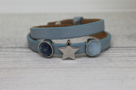 Dubbele Cuoio armband  Blue