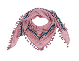 Roze sjaal met  Aztec line.