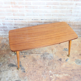 Vintage salontafel  teak hout messing