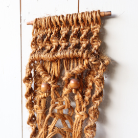 Vintage macramé hanger oker geel