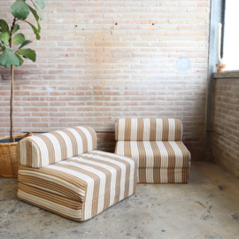 Vintage vouwmatras bank streep beige