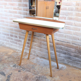 Vintage kaptafel teak wit jaren 60