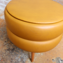Vintage opberg poef wit