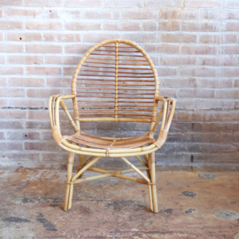 Vintage rotan fauteuil blad vorm