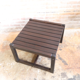 Vintage latten salontafel bijzettafel donker hout