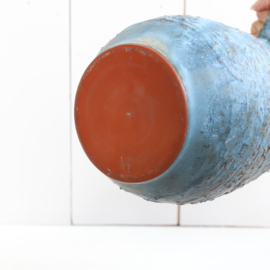 Vintage vaas in mat blauw glazuur