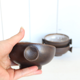 Vintage schaaltjes wit bruin ceramano germany