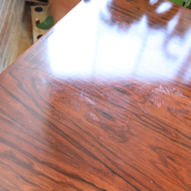 Vintage eettafel uitschuifbaar donker hout jaren 70