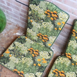 Vintage tuinkussens groen bloemen